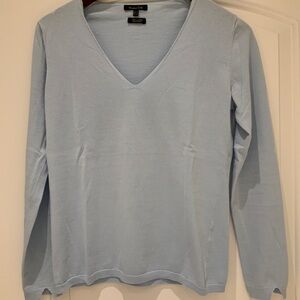 Massimo Dutti Light Blue V-Neck Sweater
